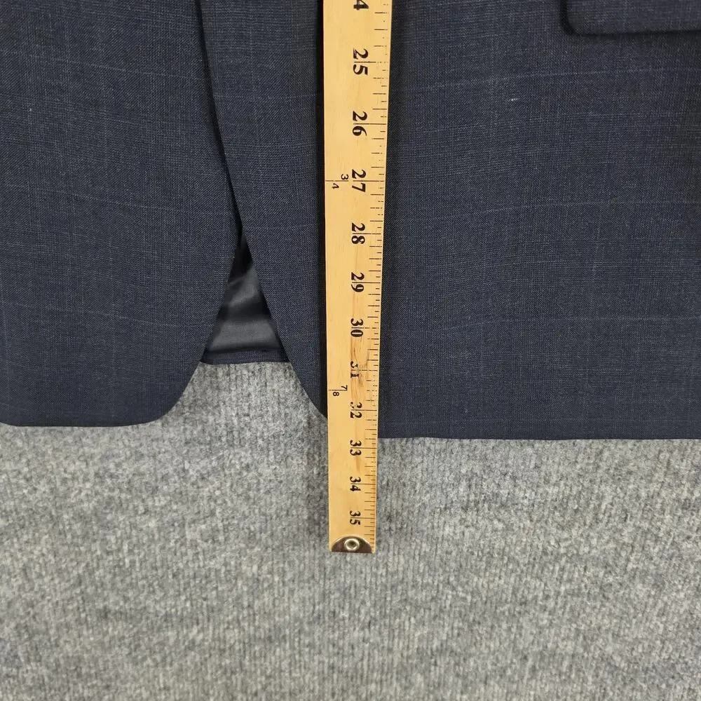 Lauren Ralph Lauren Blazer Mens 48R Windowpane Plaid Blue Wool Sport Coat Work